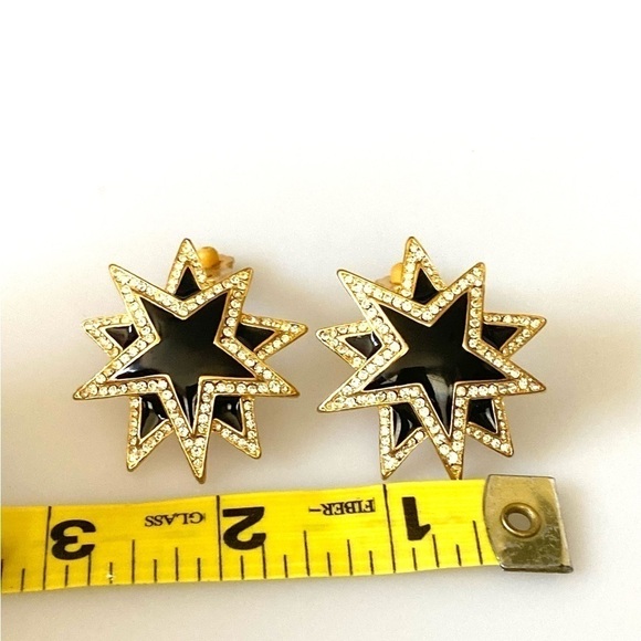 80's Vintage Stars  Rhinestones Earrings Clip Ons Clips by Accessory Lady - Picture 6 of 6